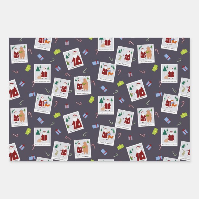 Fotos mit Santa Packpapier Geschenkpapier Set (Vorderseite)