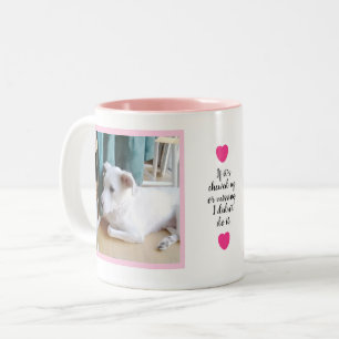 Fotos Niedlicher unschuldiger und schuldiger Welpe Zweifarbige Tasse