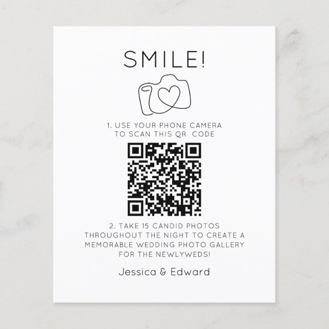 Fotos QR Code Black Chic Moderne Hochzeit (Vorderseite)