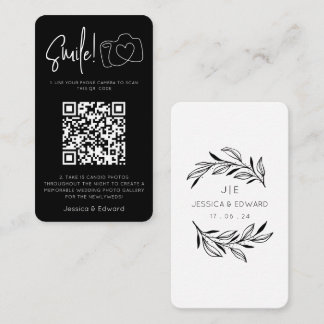 Fotos QR Code Black Chic Moderne Hochzeit Platzkarte