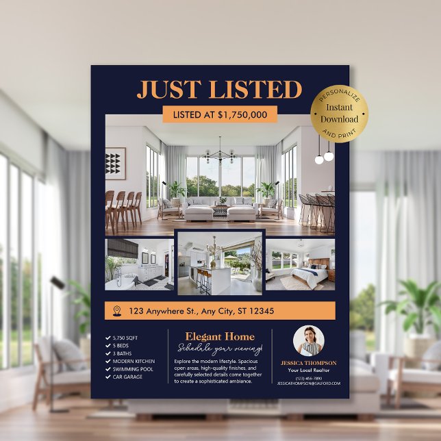 Fotos Real Anwesen Neuer Zuhause bearbeitbarer Lis Flyer (Photos Real Estate New Home Editable Listing Flyer)