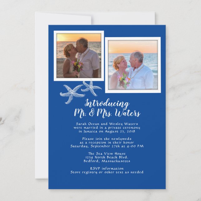 Fotos Sea Themed Newlywings Empfang Einladung (Vorderseite)