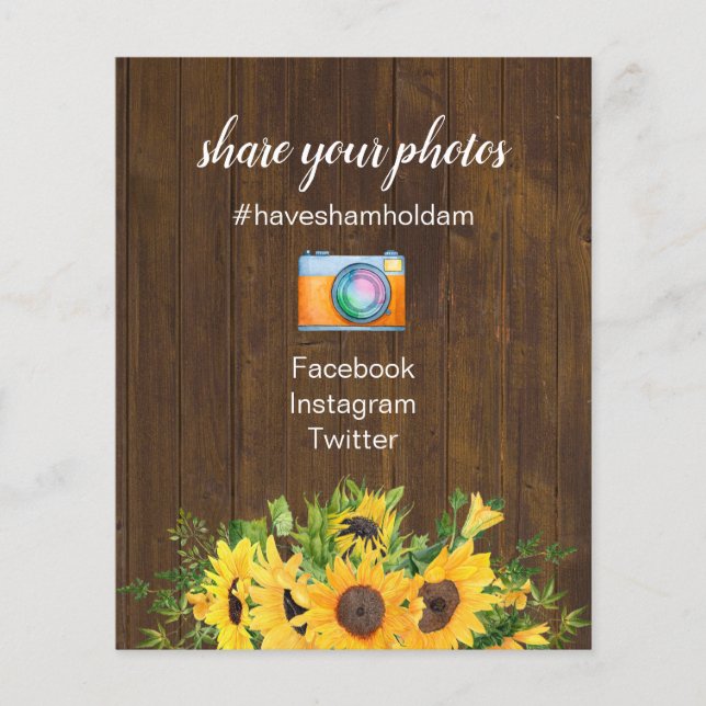 Fotos teilen Hashtag rustikales Hochzeitshilfen (Vorderseite)