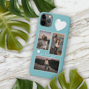 Fotos und Herz auf helltürkisfarbenem Aquamarinem iPhone 11Pro Max Hülle
