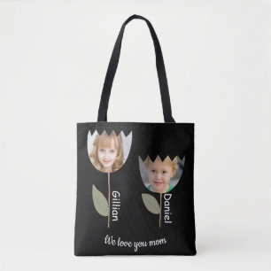 Fotos und Namen der personalisierten Blume auf sch Tasche