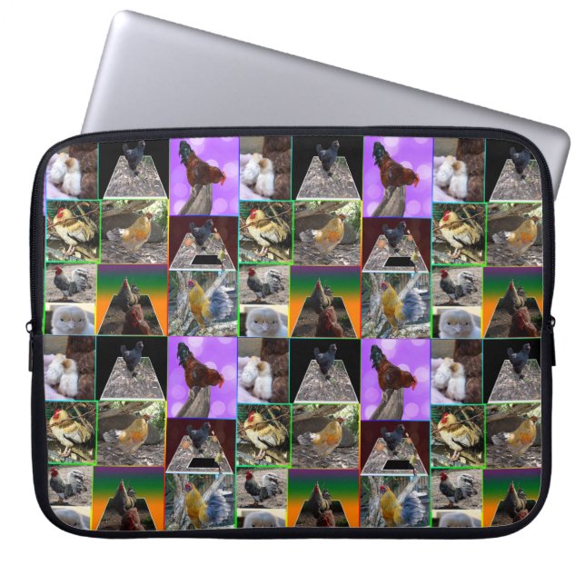 Fotos von Hühnern und Rostern, Laptopschutzhülle (Vorderseite)