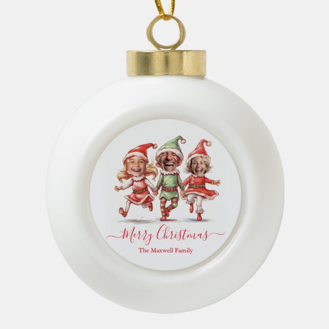 Fotos Weihnachtselfen Keramik Kugel-Ornament (Vorderseite)