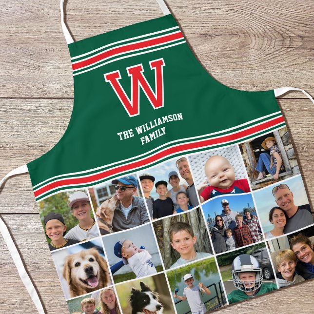 Fotosammlerfamilie Mit Monogramm Rotes Grün Schürze (Von Creator hochgeladen)