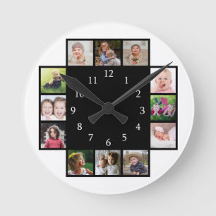 Fotosammlung der 12 Familienzimmer Erstellen Sie I Runde Wanduhr