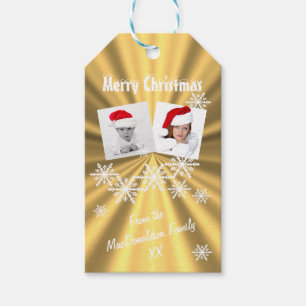 Fotoschablone der Imitat-Goldfrohen Weihnachten Geschenkanhänger
