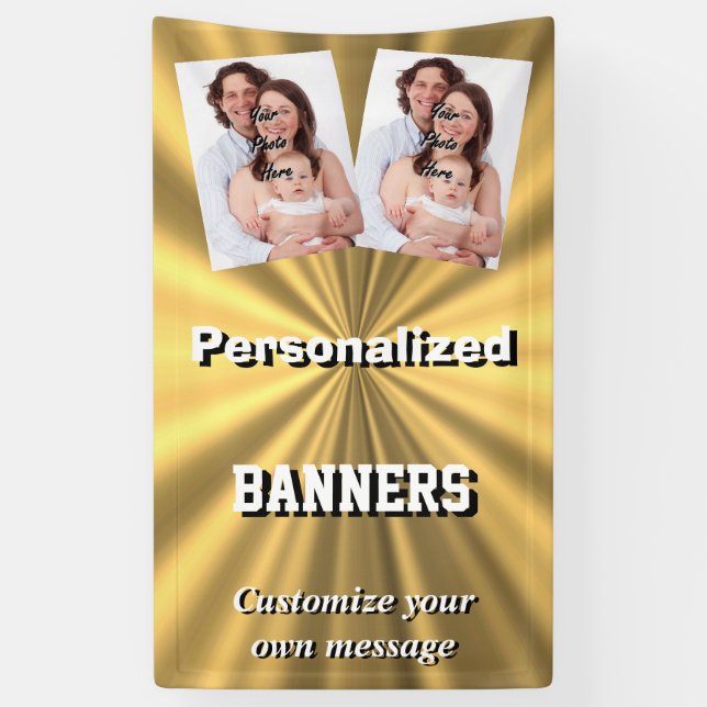 Fotoschablone des Imitats goldene metallische Gold Banner (Vertikal)