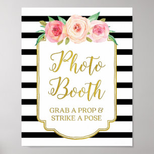 Fotostand Schild Rosa Gold Schwarz Weiß Streifen