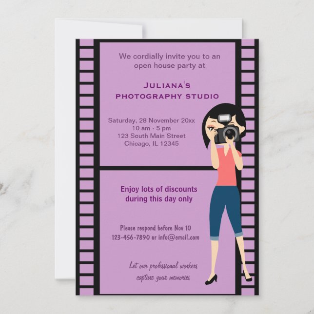 Fotostudio-Feier Einladung (Vorderseite)