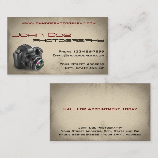 Fotostudio Fotograf Business Card Visitenkarte (Vorne/Hinten)