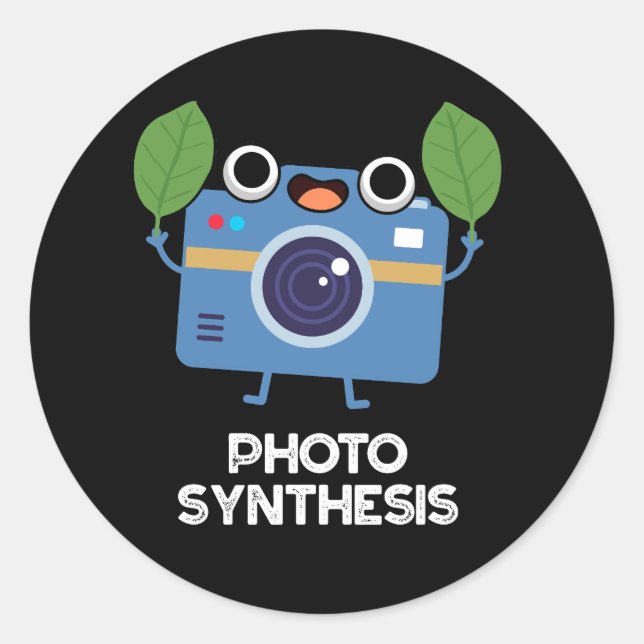 Fotosynthese Funny Camera Pub Dark BG Runder Aufkleber (Vorderseite)