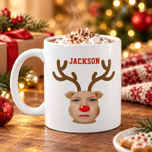 Fototasse mit Rentiergesicht personalisiert Kaffeetasse