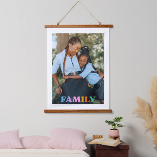 Fototypography Familie modern einfach Wandteppich Mit Holzrahmen