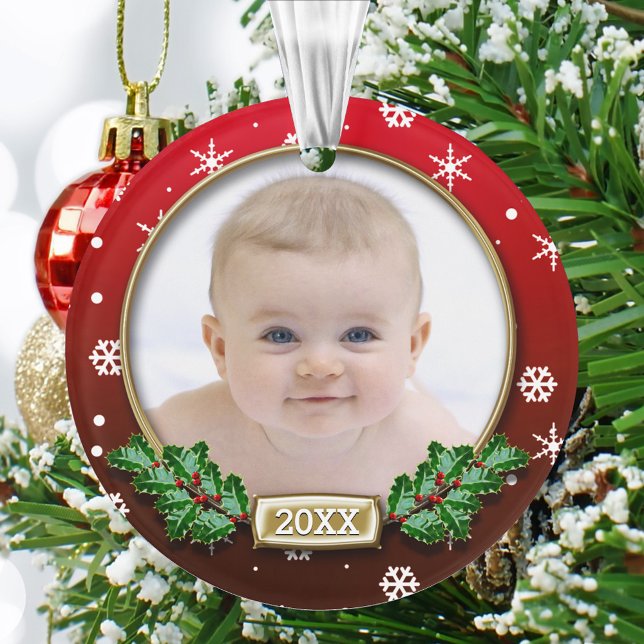 Fotovorlage | 1. Weihnachten des Babys (rot) Ornament (Von Creator hochgeladen)
