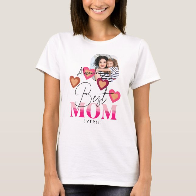 Fotovorlage, beste Mama je, Liebliche Herzen T-Shirt (Vorderseite)