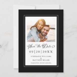 Fotovorlage Elegantes Skript Hochzeit schwarzer Gr Save The Date