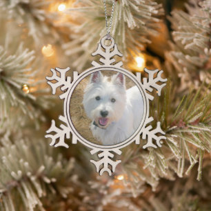 Fotovorlage für Haustiere Zinnwein Weihnachtsbaum Schneeflocken Zinn-Ornament