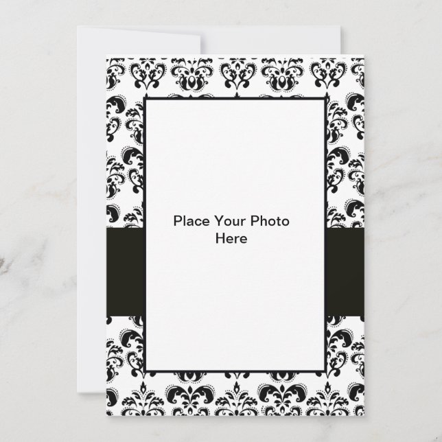 FOTOVORLAGE FÜR SCHWARZE UND WEISSE DAMASK EINLADUNG (Vorderseite)