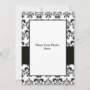 FOTOVORLAGE FÜR SCHWARZE UND WEISSE DAMASK EINLADUNG