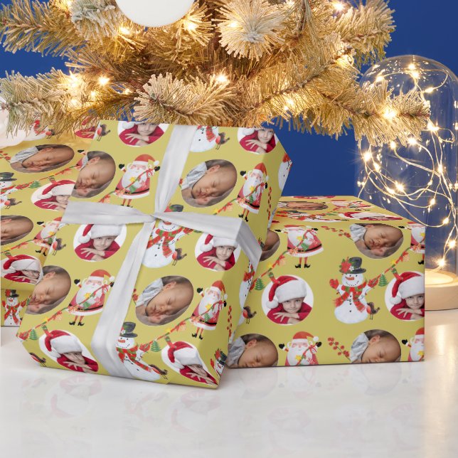 Fotovorlage Großeltern Weihnachten und Schneemann Geschenkpapier (Feiertage)