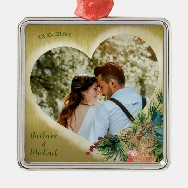 Fotovorlage Personalisiert Gold Ornament Aus Metall (Vorne)