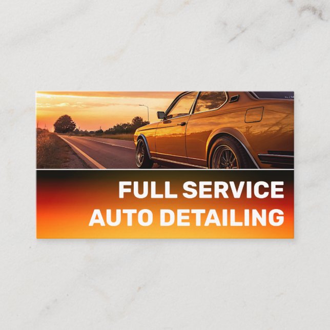 Fotovorlage Schwarz-Bright Orange Auto Service Visitenkarte (Vorderseite)