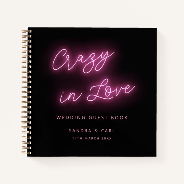 Fou de l'amour Neon Glow Mariage livre d'or (Devant)