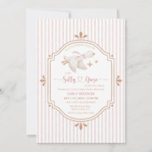 Fou Rire aux Rayures Roses Invitation Baby Shower 