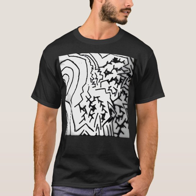 "Foudre" noire/blanche abstraite T-shirt " (Devant)