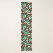 Fleurs Brown et bleues Retro