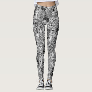 foule de cryptide leggings noirs et blancs