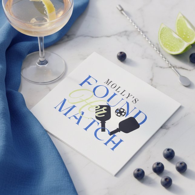 Found Her Match Pickleball Sporty Bachelorette Serviette (Found Her Match Pickleball Sporty Bachelorette Napkins)