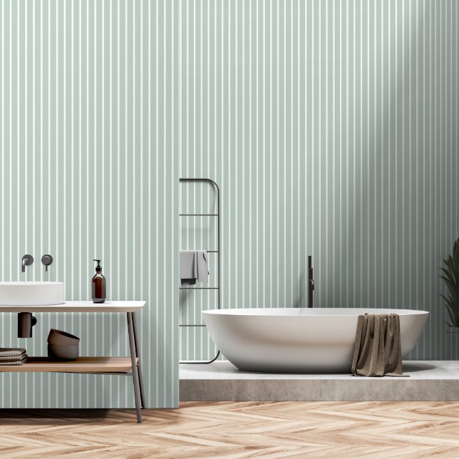 Fountain Green Two Inch Wide Butcher Streifen Tapete (Badezimmer)