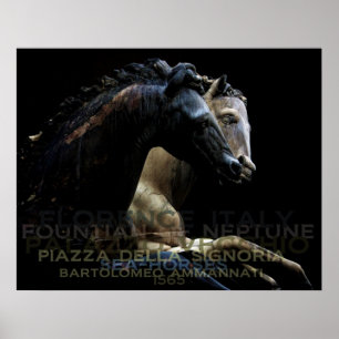 Fountian von Neptun-Sea-Pferden Poster