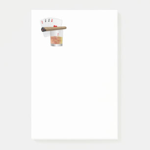 Four Aces, A Drink and Cigar Post-it Klebezettel