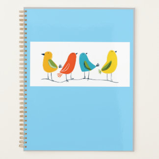 Four Birds Perched on a Twig Notebook Planer