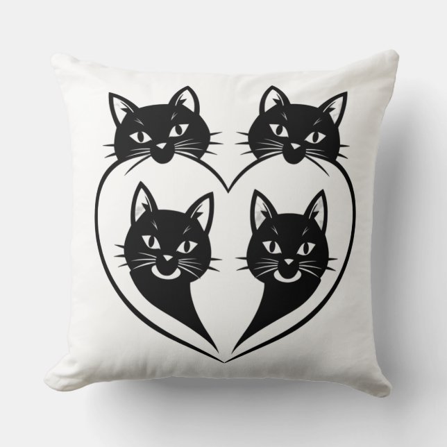 Four Cats One Heart – Cute Family Cat Love  Kissen (Vorderseite)