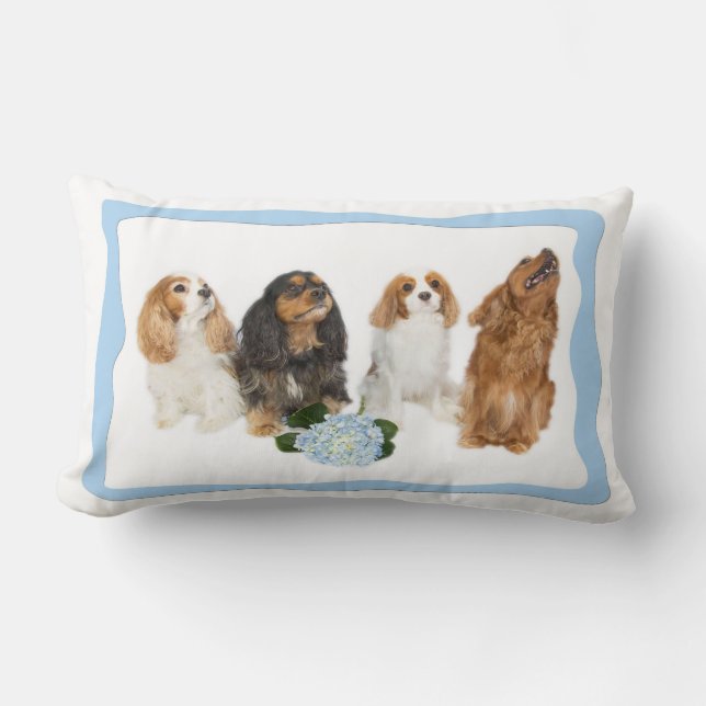 Four Cavalier King Charles Spaniels Lumbar Pillow Lendenkissen (Vorderseite)