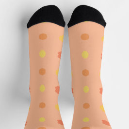 Four Corners Peach Yellow Tiled Pattern Socken