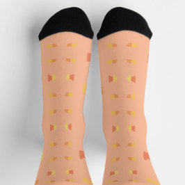 Four Corners Peach Yellow Tiled Pattern Socken