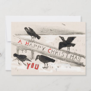 Four Crows Vintag Art Print Christmas