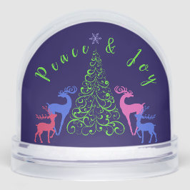 Four Deer & a Christmas Tree Peace & Joy Schneekugeln