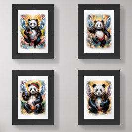 Four different Jamaican Angel Pandas on a Bilderwand Sets