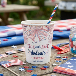Four Ever Free! 4. Juli 4. Geburtstagsfeier Pappbecher