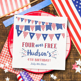 Four Ever Free! 4. Juli Geburtstagsfeier zum 4. Ge Serviette