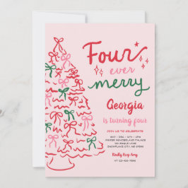 Four Ever Merry Kokette Weihnachten 4. Geburtstag Einladung